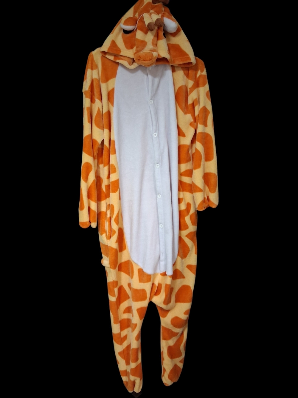 Giraffe Print Adult  One-Piece Hooded Pajamas - Orange